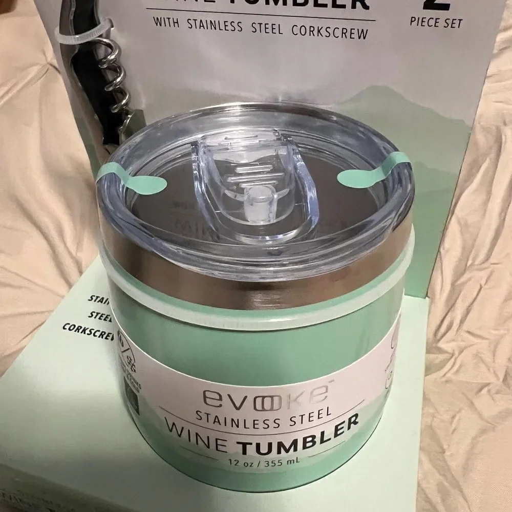 Mint Green Stainless Steel Wine Tumbler Set